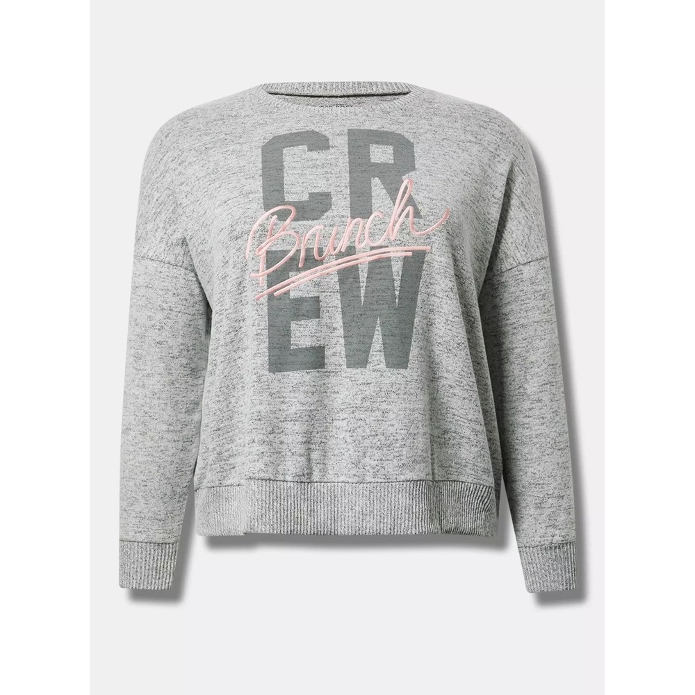 Torrid Super Soft‎ Plush Oversized Lounge Pullover Women 3X Grey Brunch Crew